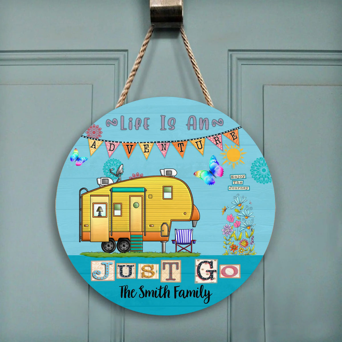 Life Is An Adventure - Wooden Door Sign