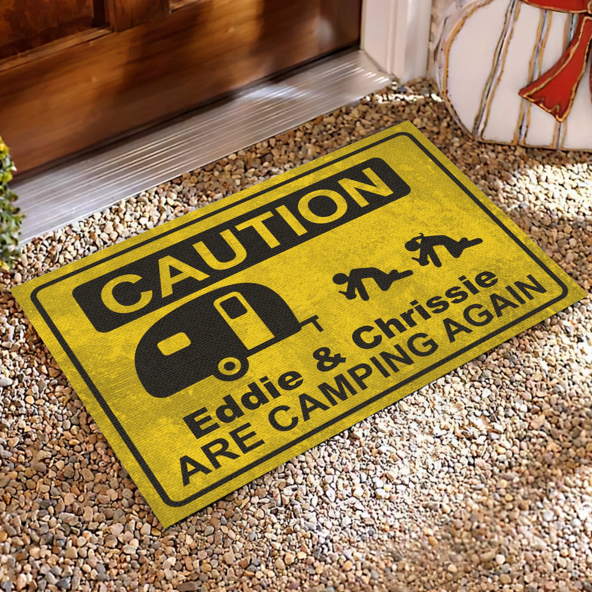 Caution We're Camping Again - Doormat