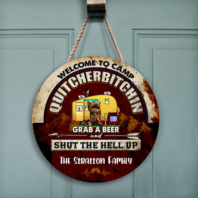 Personalized - Welcome To Camp Q* - Round Wooden Door Sign