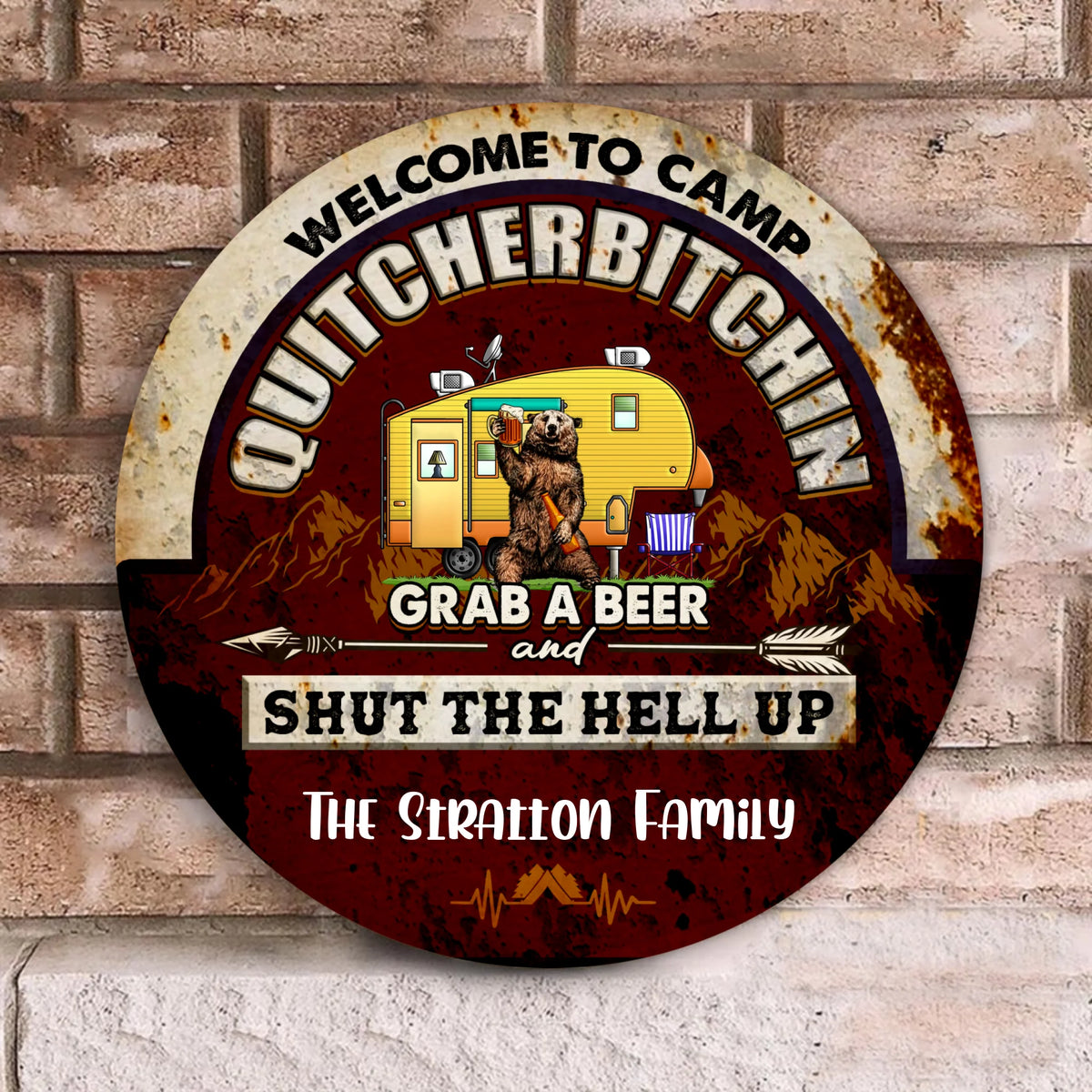 Personalized - Welcome To Camp Q* - Round Wooden Door Sign