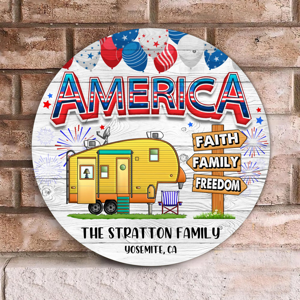 Happy Jule 4th - America - Wooden Door Sign