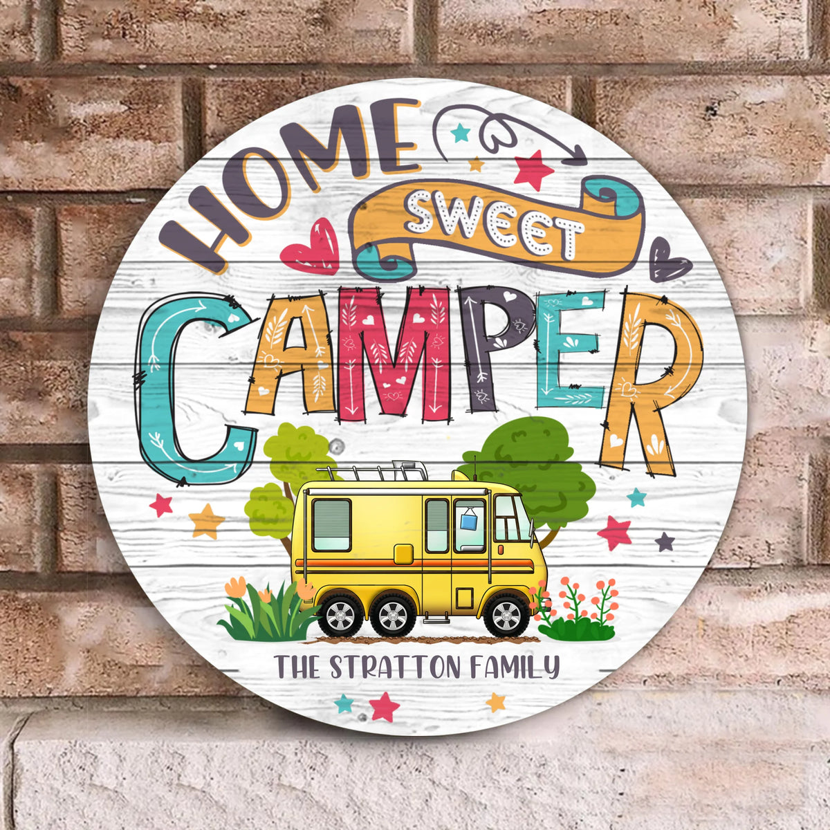 Home Sweet Camper - Wooden Door Sign