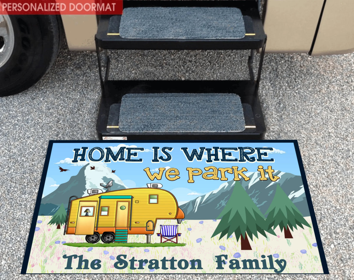 Home Is Where We Park It - Personalized Doormat