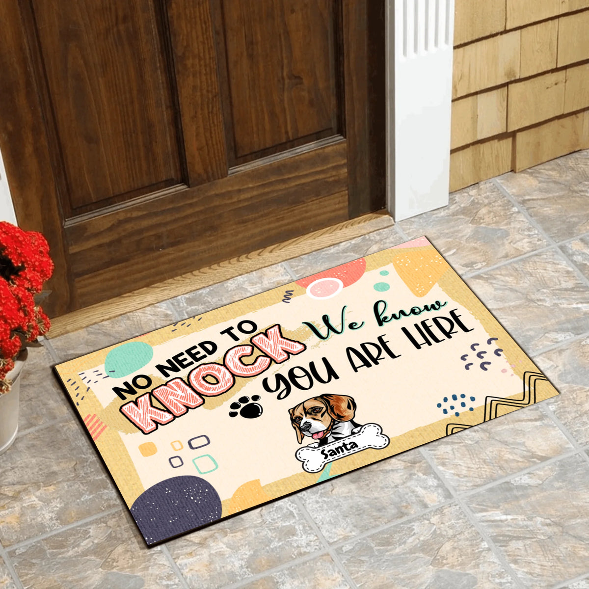 No Need To Knock - Personalized Dog Doormat