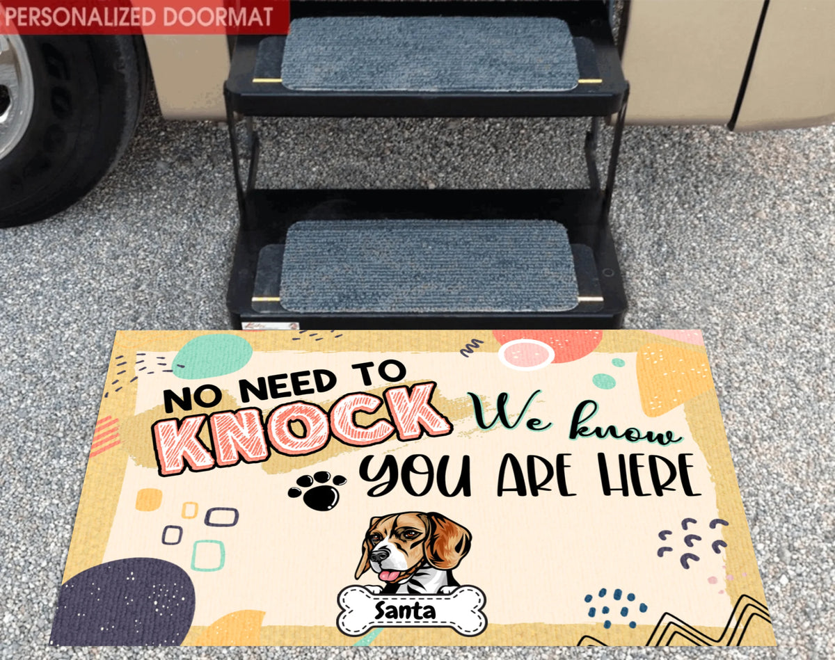 No Need To Knock - Personalized Dog Doormat
