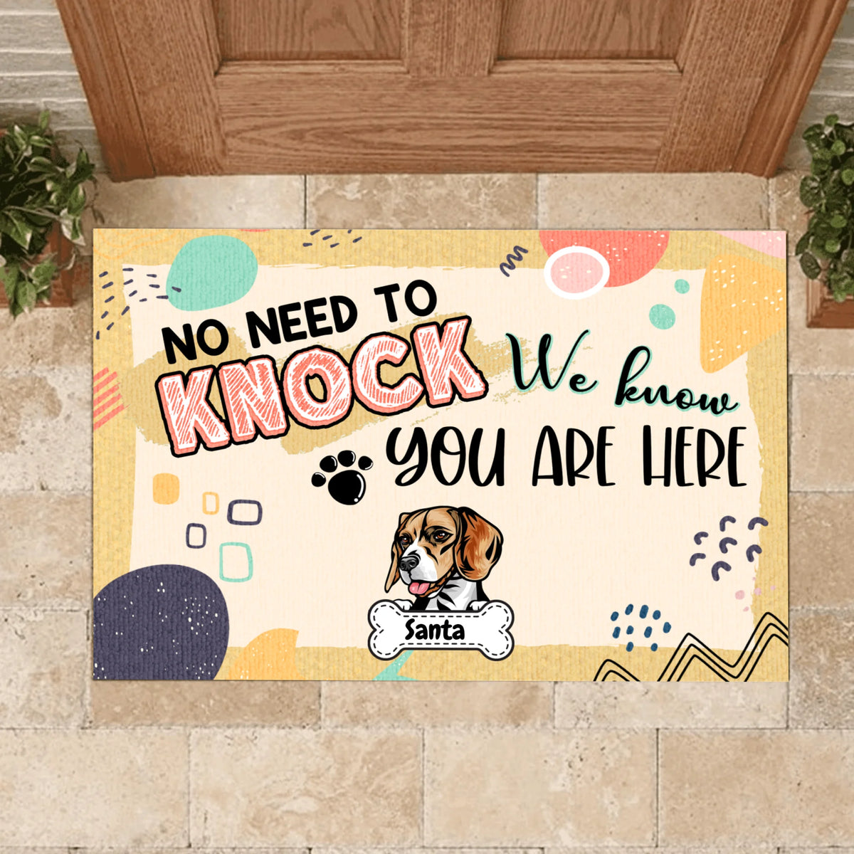 No Need To Knock - Personalized Dog Doormat