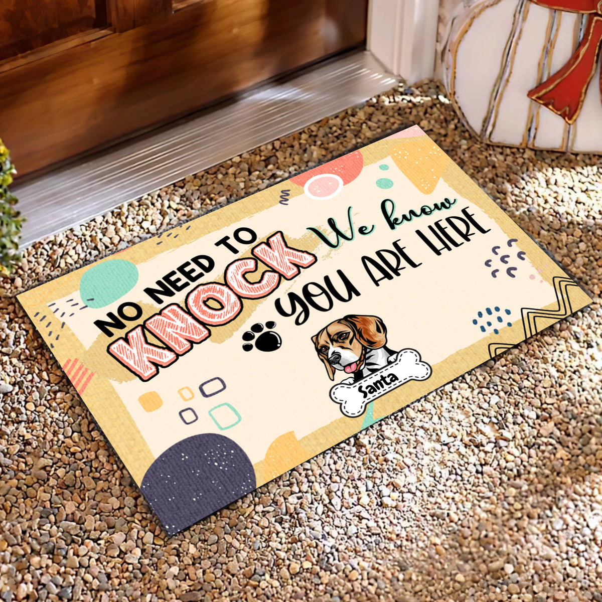 No Need To Knock - Personalized Dog Doormat