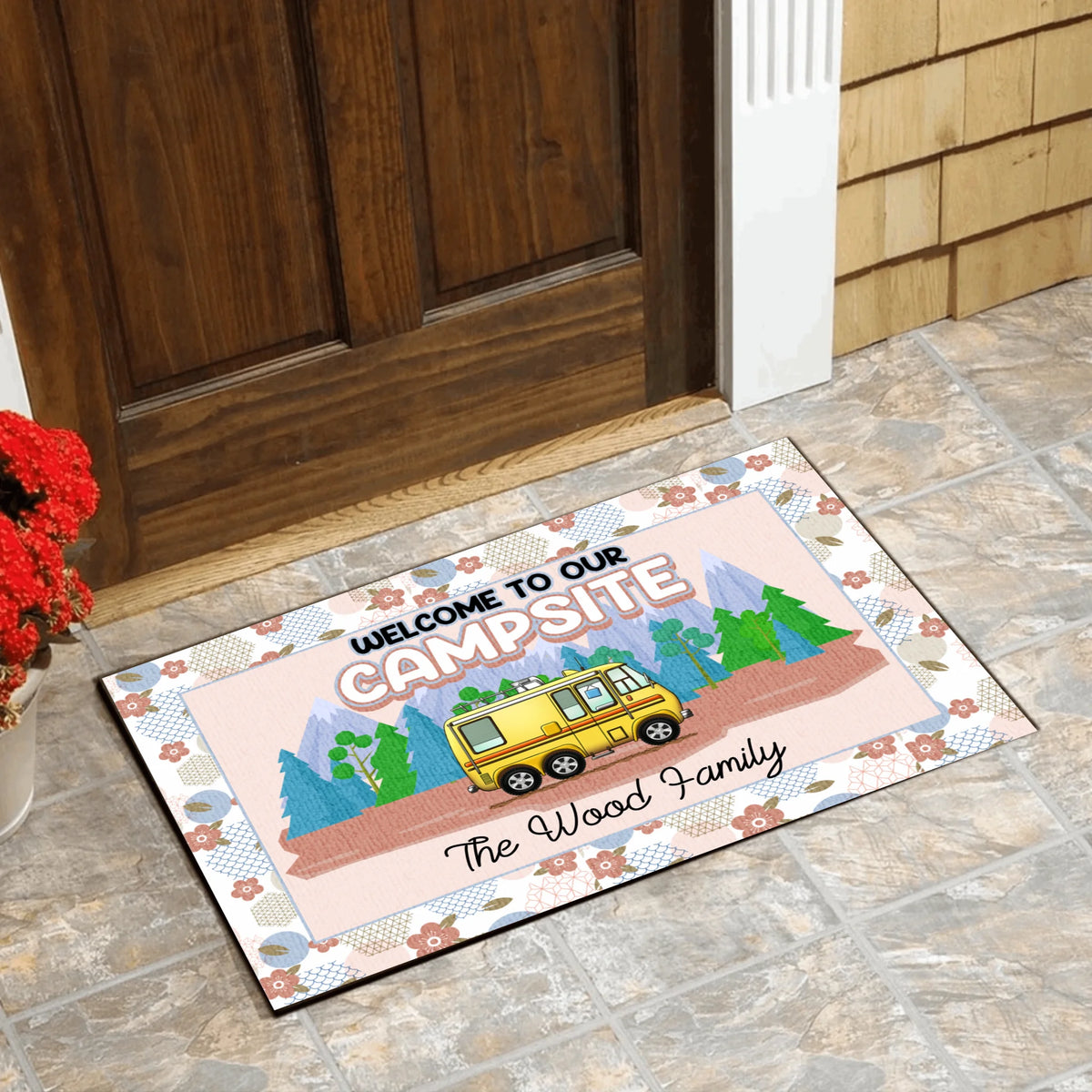 Welcome To Our Campsite - Personalized Doormat