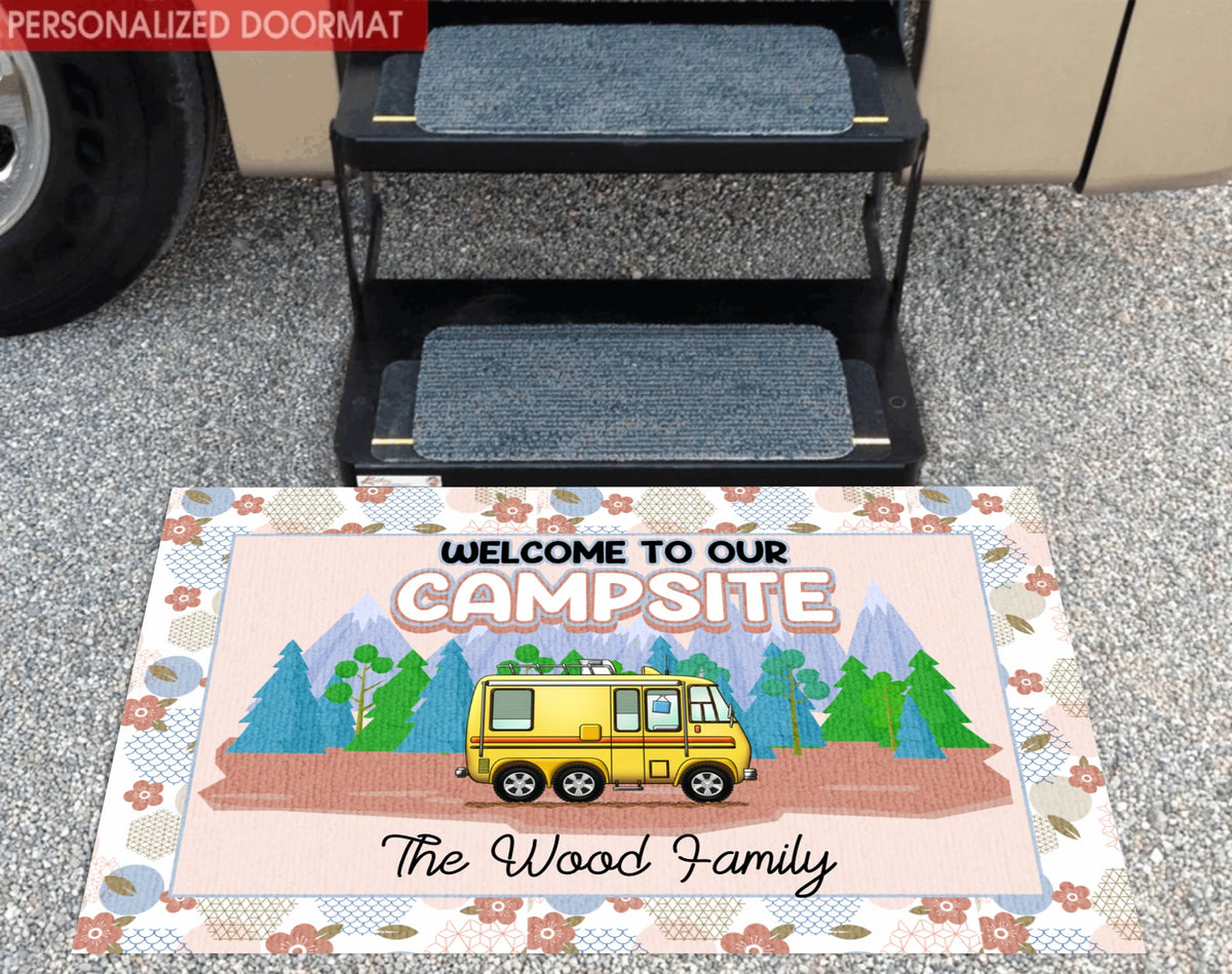 Welcome To Our Campsite - Personalized Doormat