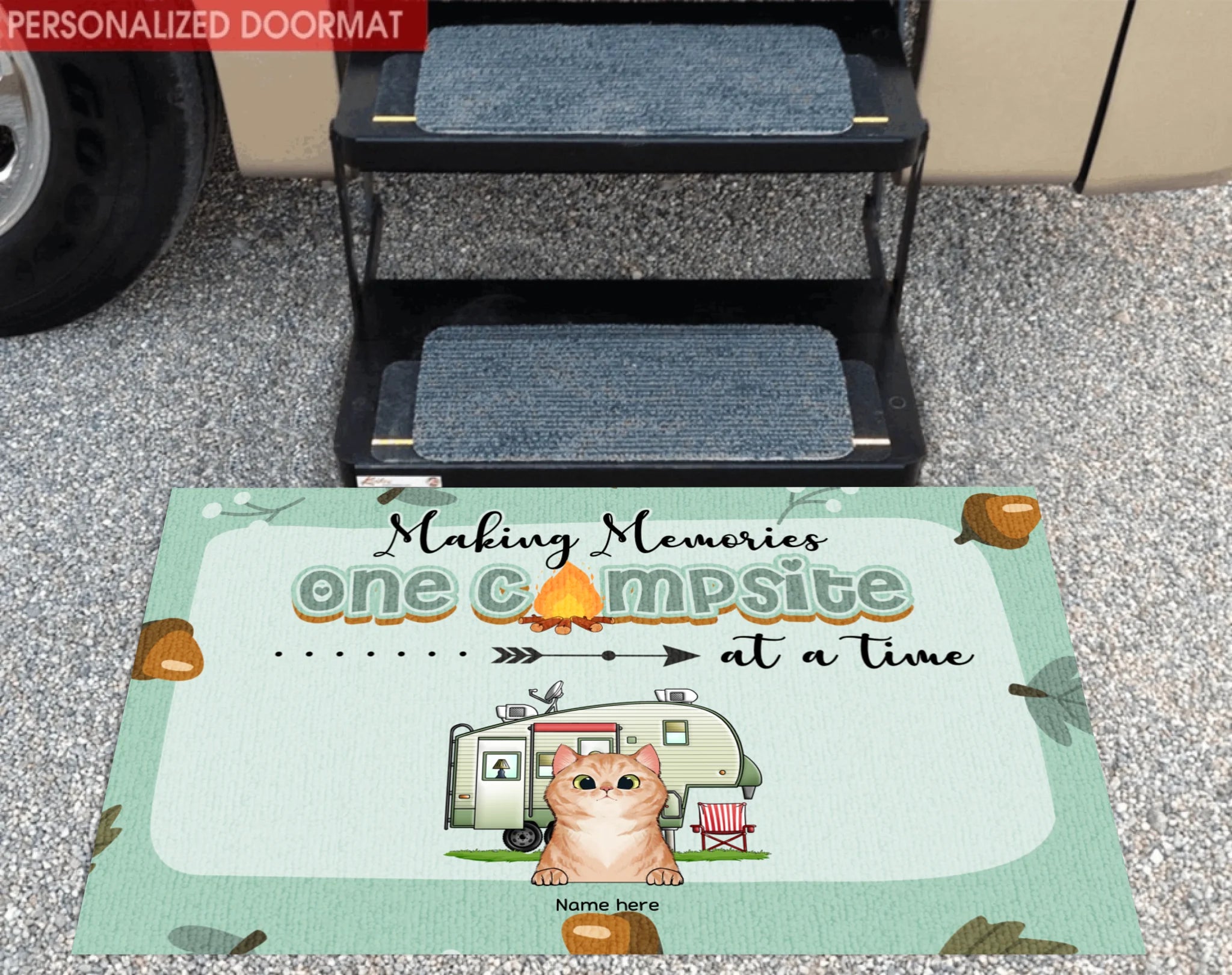 Making Memories One Campsite At A Time Personalized Cat Doormat