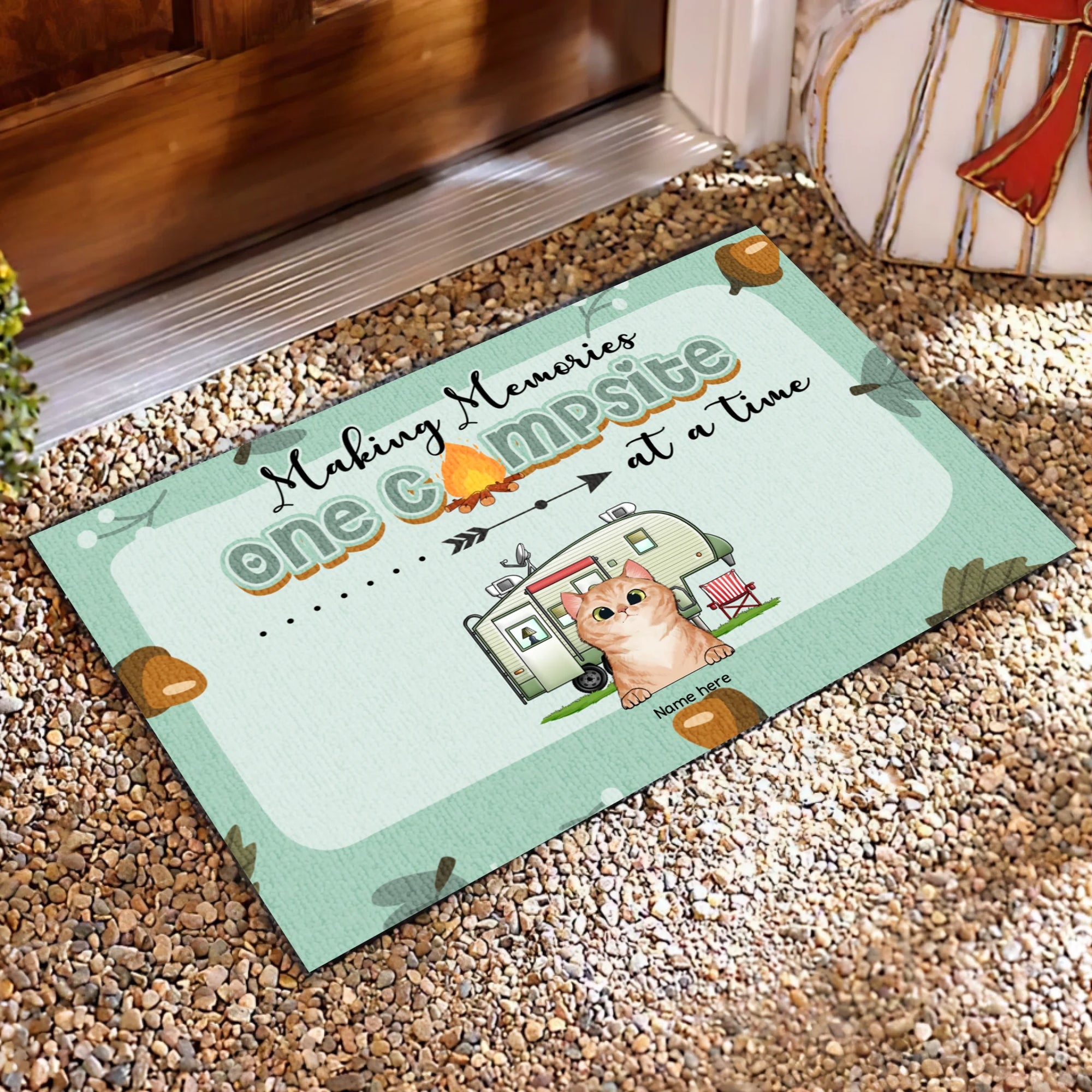 Making Memories One Campsite At A Time Personalized Cat Doormat