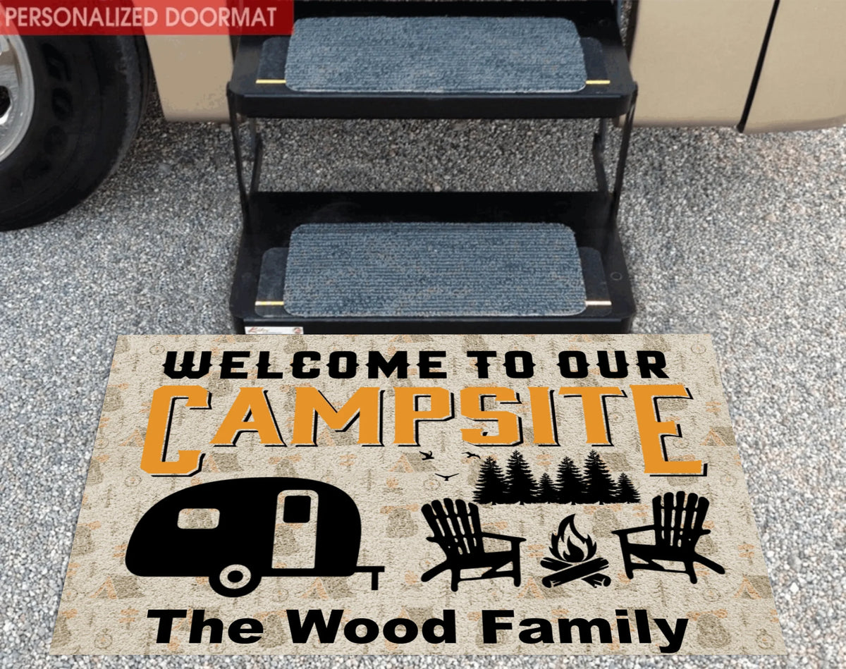 Welcome To Our Campsite, Personalized Doormat