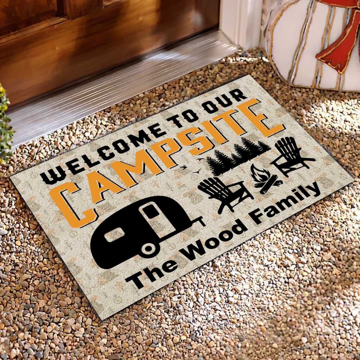Welcome To Our Campsite, Personalized Doormat