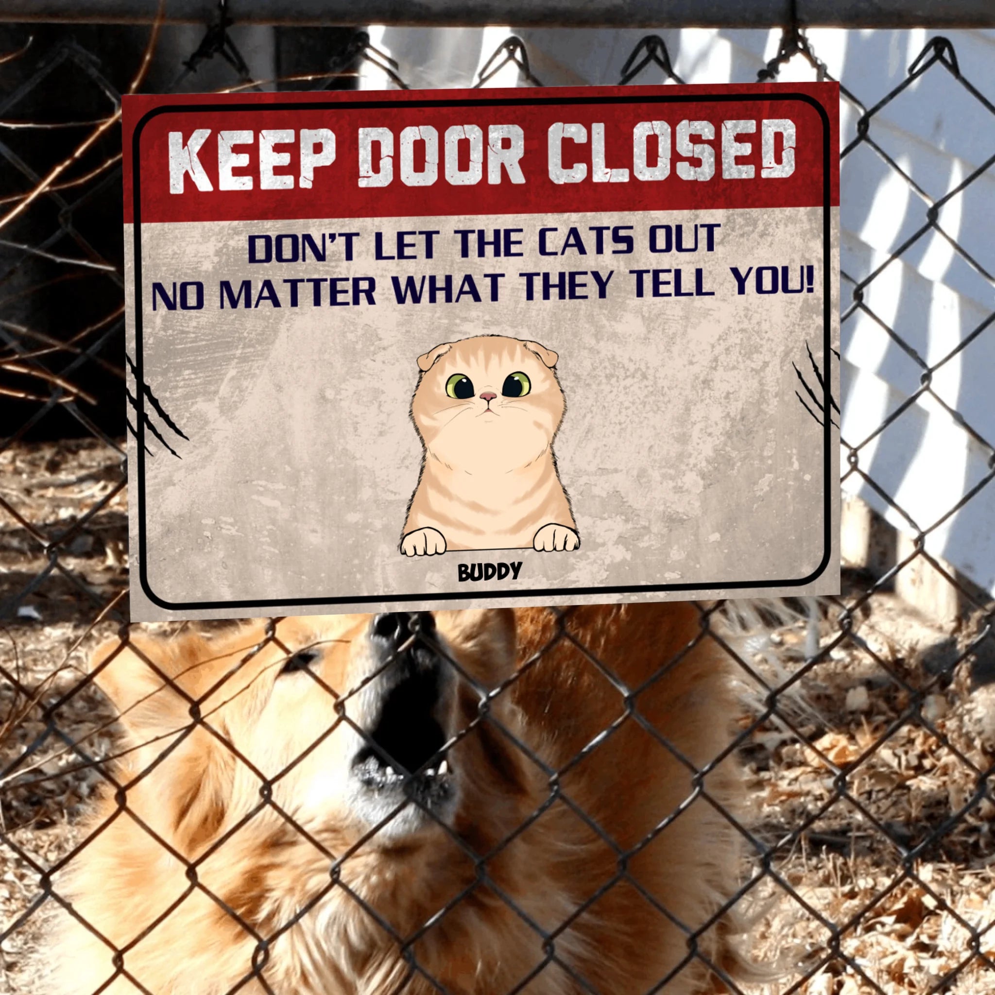 Keep Door Closed - Metal Sign, Gift For Dog Lovers