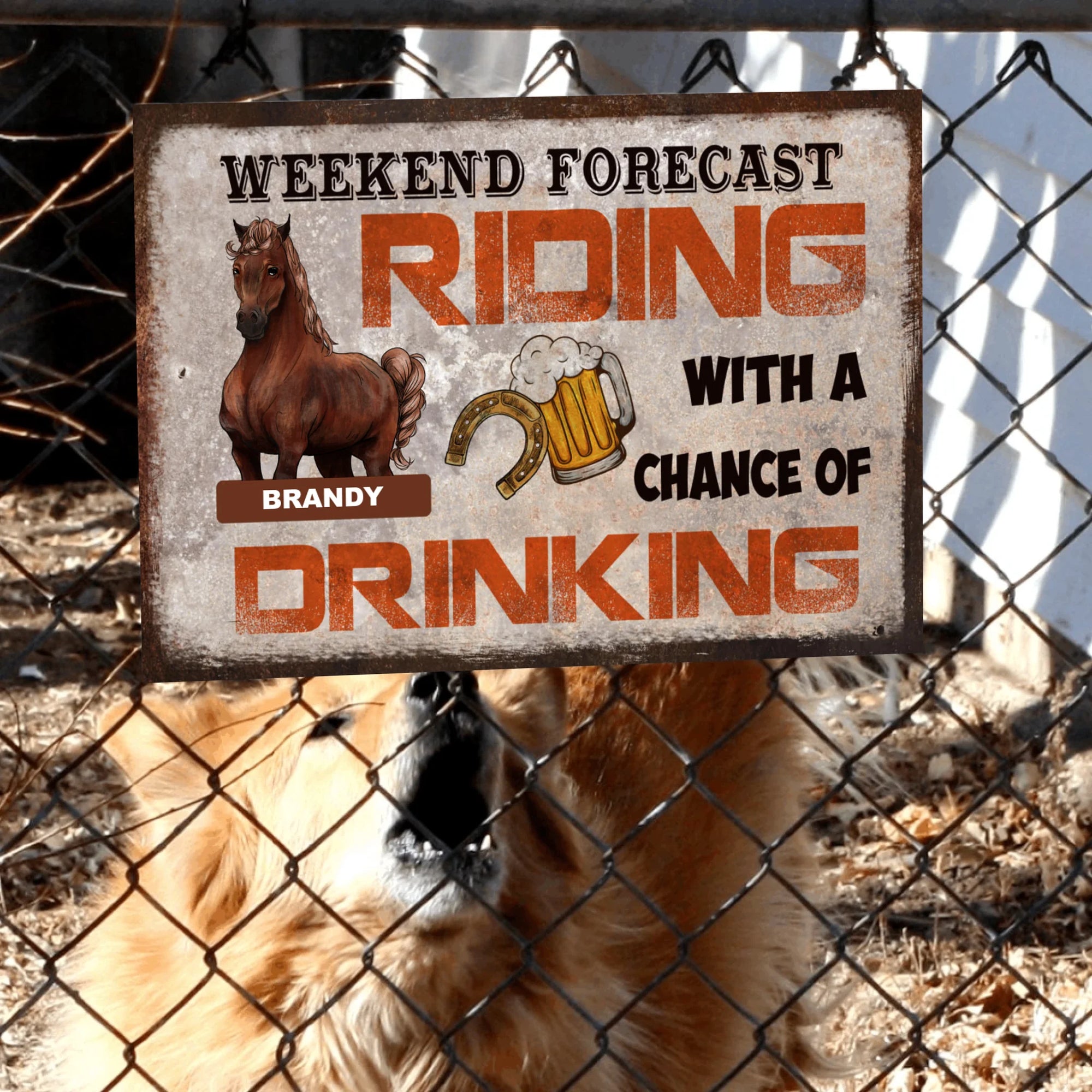 Weekend Forecast Riding With A Good Chance Of Drinking - Metal Sign