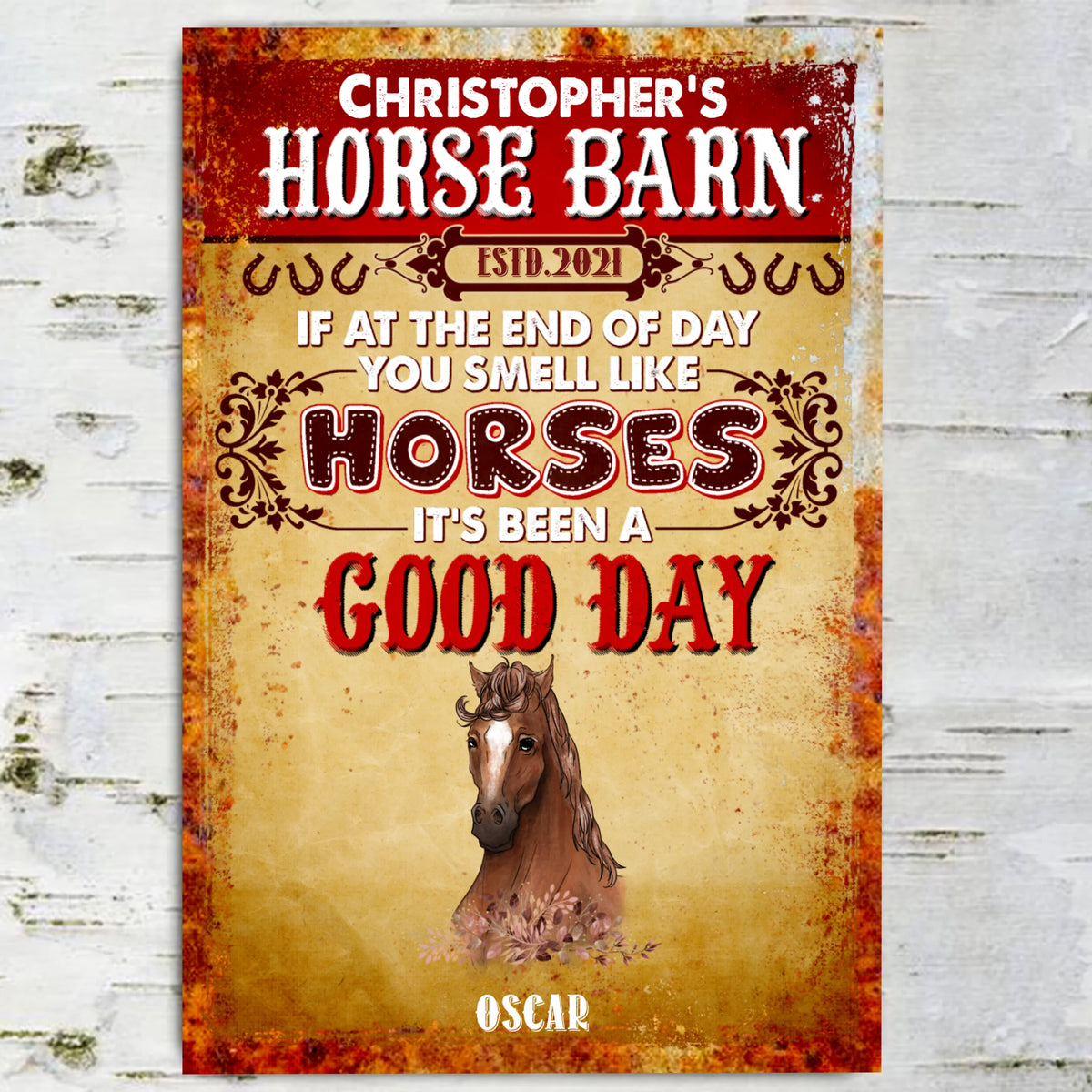 Horse Barn - Personalized Metal Sign