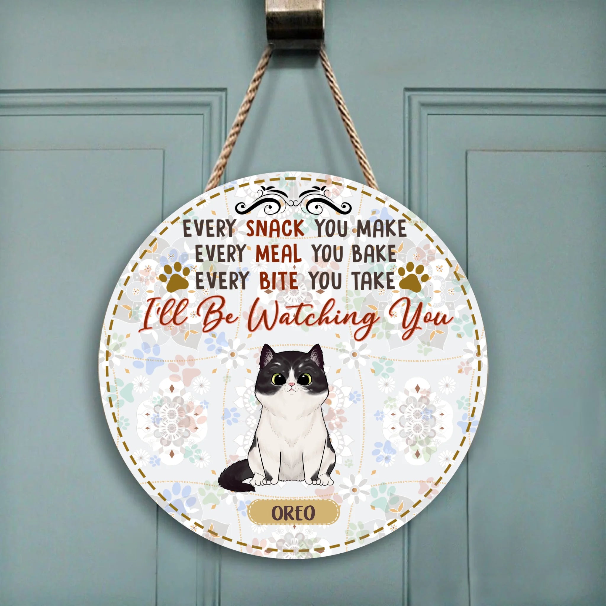 I'll Watching You - Wood Round Door Sign