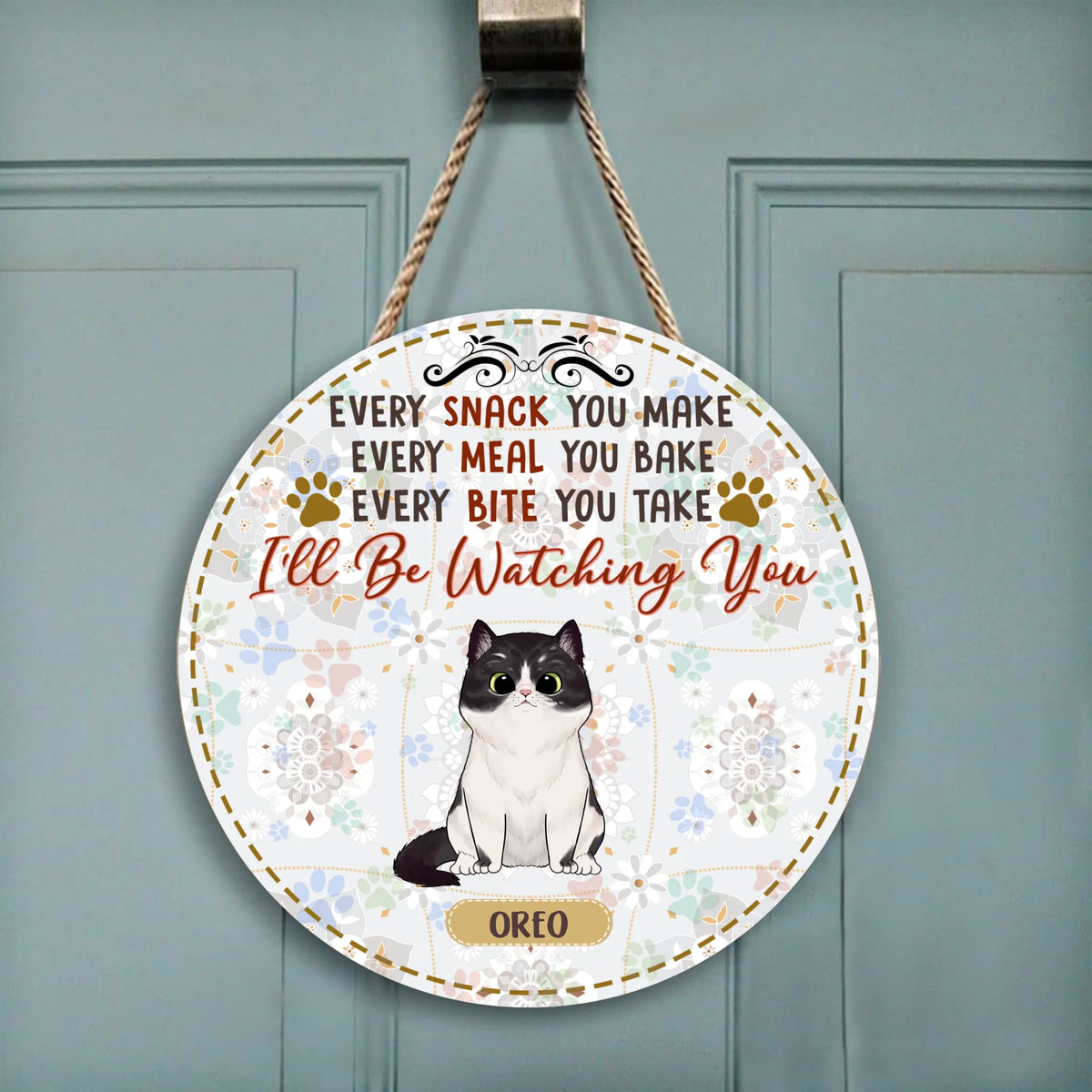 I'll Watching You - Wood Round Door Sign