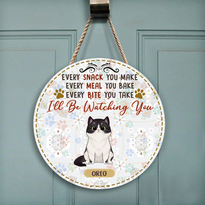 I'll Watching You - Wood Round Door Sign