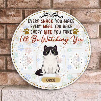 I'll Watching You - Wood Round Door Sign