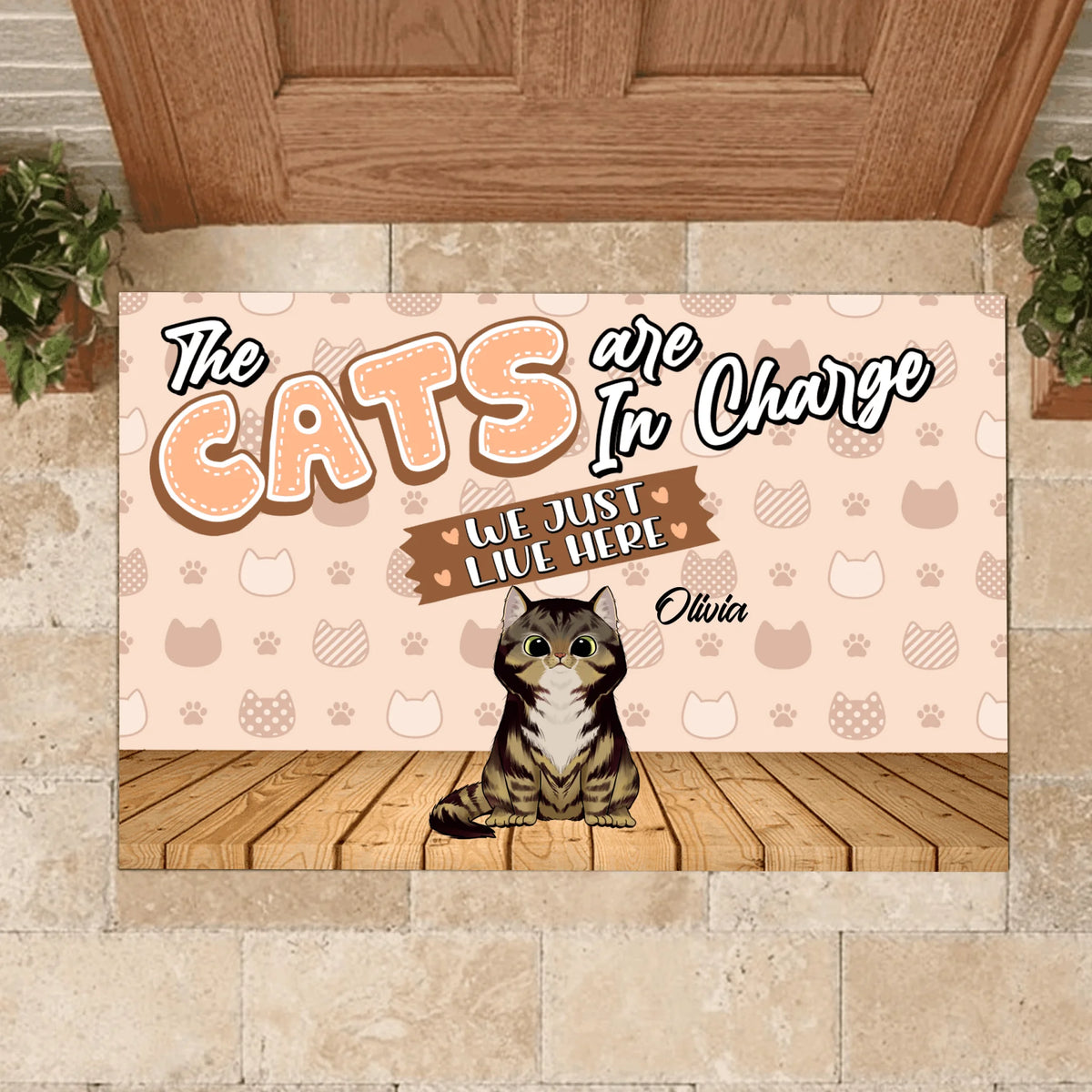 The Cats Are In Charge - Personalized Doormat