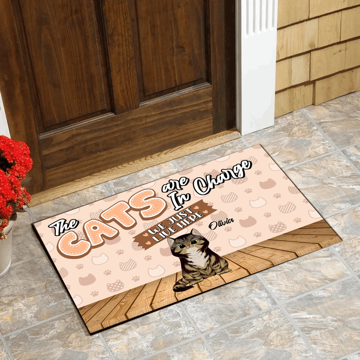 The Cats Are In Charge - Personalized Doormat
