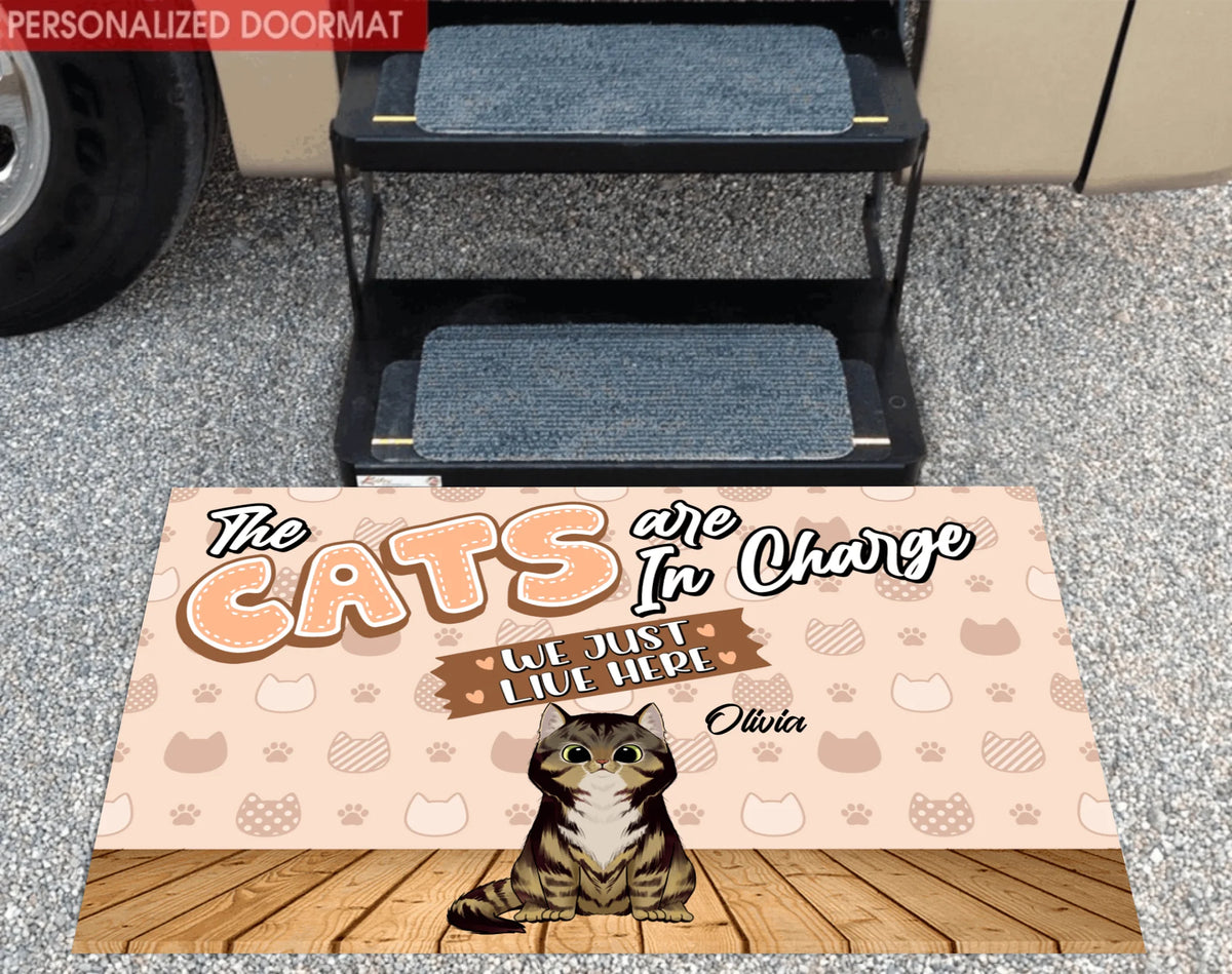The Cats Are In Charge - Personalized Doormat