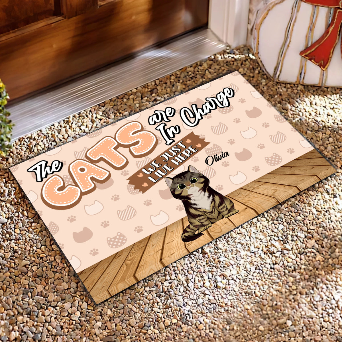 The Cats Are In Charge - Personalized Doormat