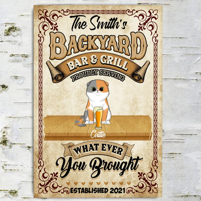 Backyard Bar & Grill - Personalized  Metal Sign