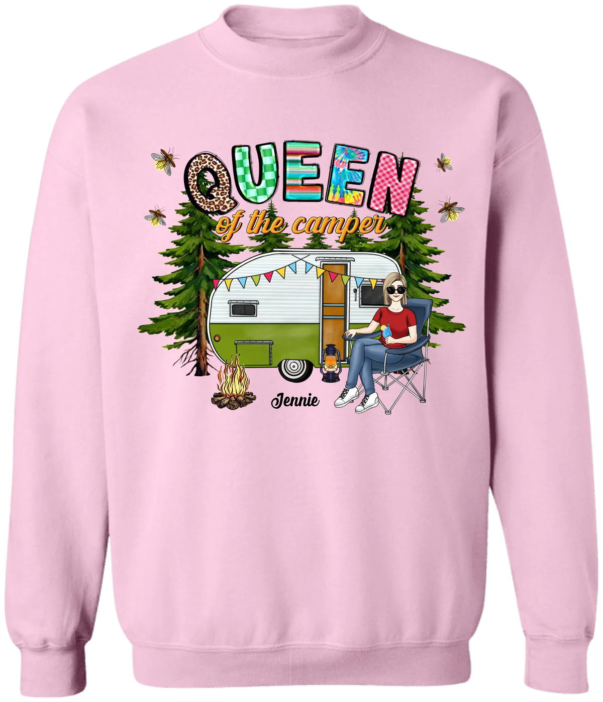 Queen Of The Camper - Personalized T-Shirt, Camping Gift, Gift for Camping Lover, Camper Shirt