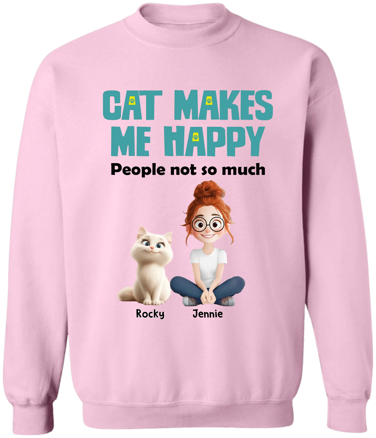 Cats Make Me Happy People Not So Much - Personalized T-Shirt, Funny Gift for Cat Lover, Cat Mom, Cat Dad Shirt