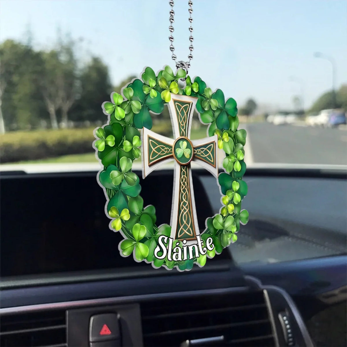 Christian Celtic Cross with Shamrock mk6