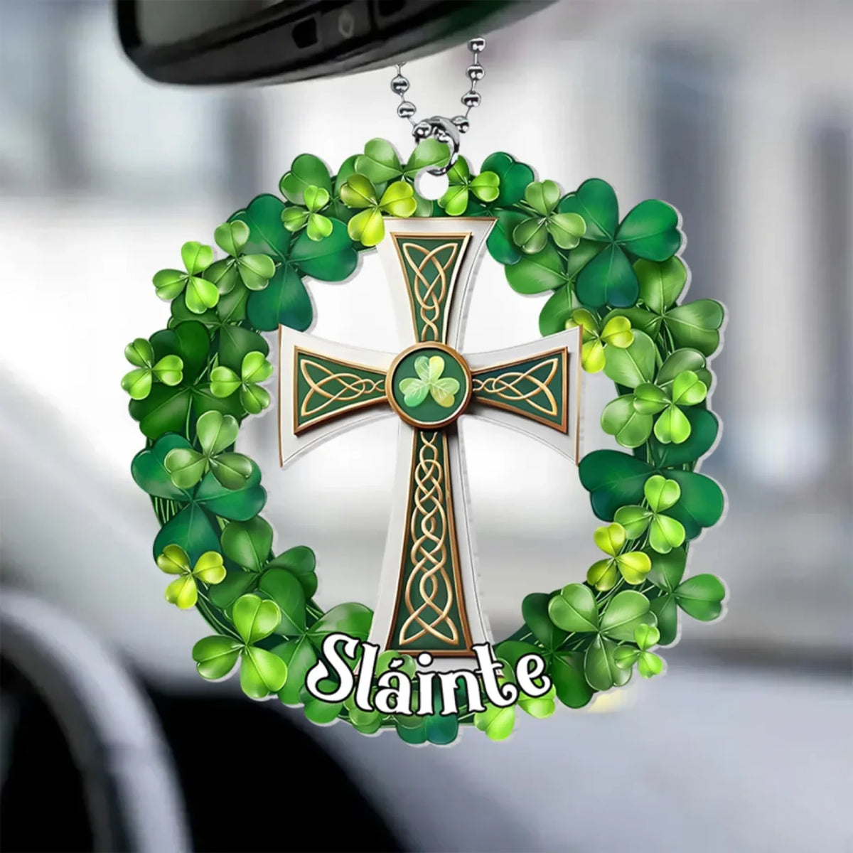 Christian Celtic Cross with Shamrock mk3