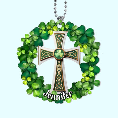 Christian Celtic Cross with Shamrock mk5