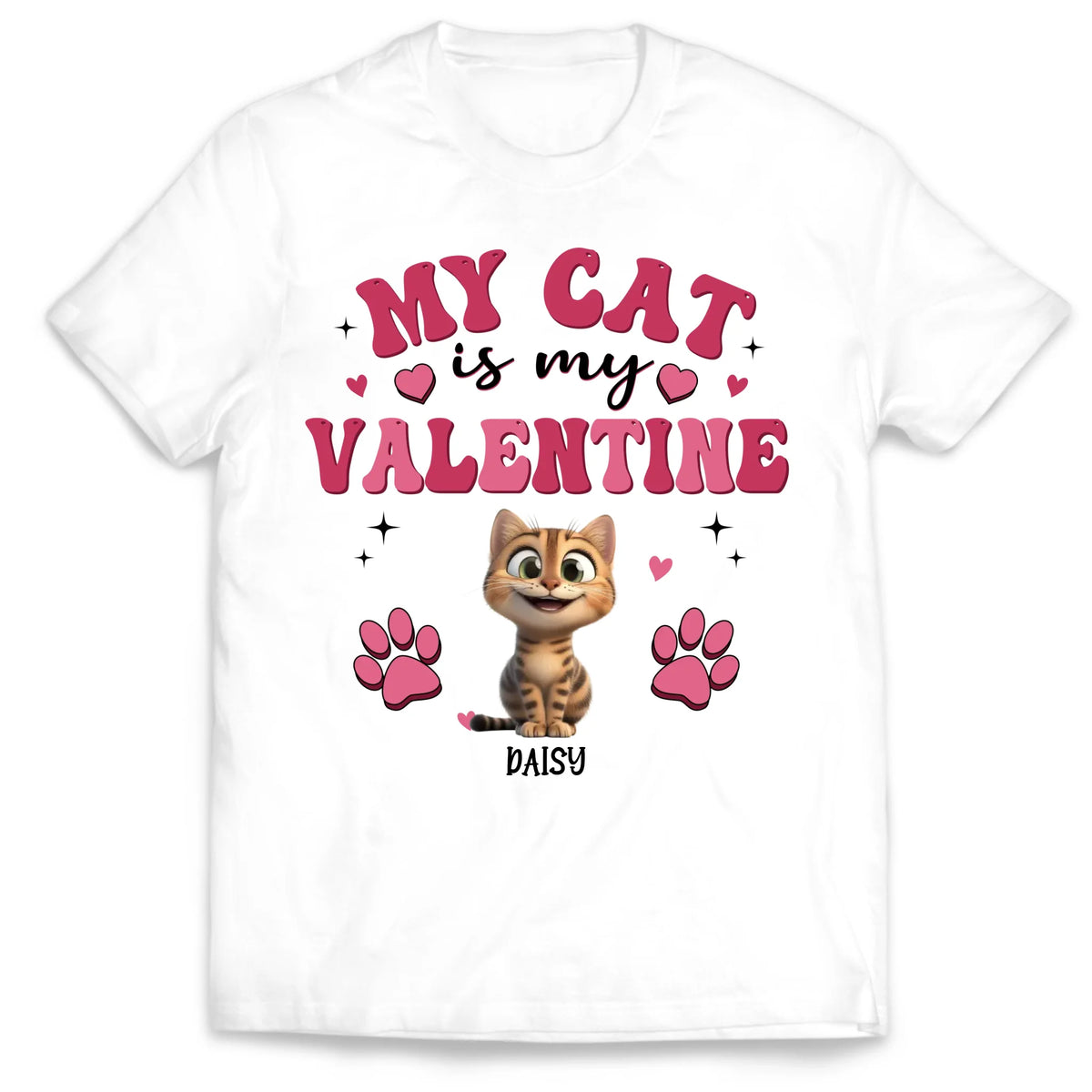 My Cat Is My Valentine - Personalized T-Shirt, Gift For Cat Lover