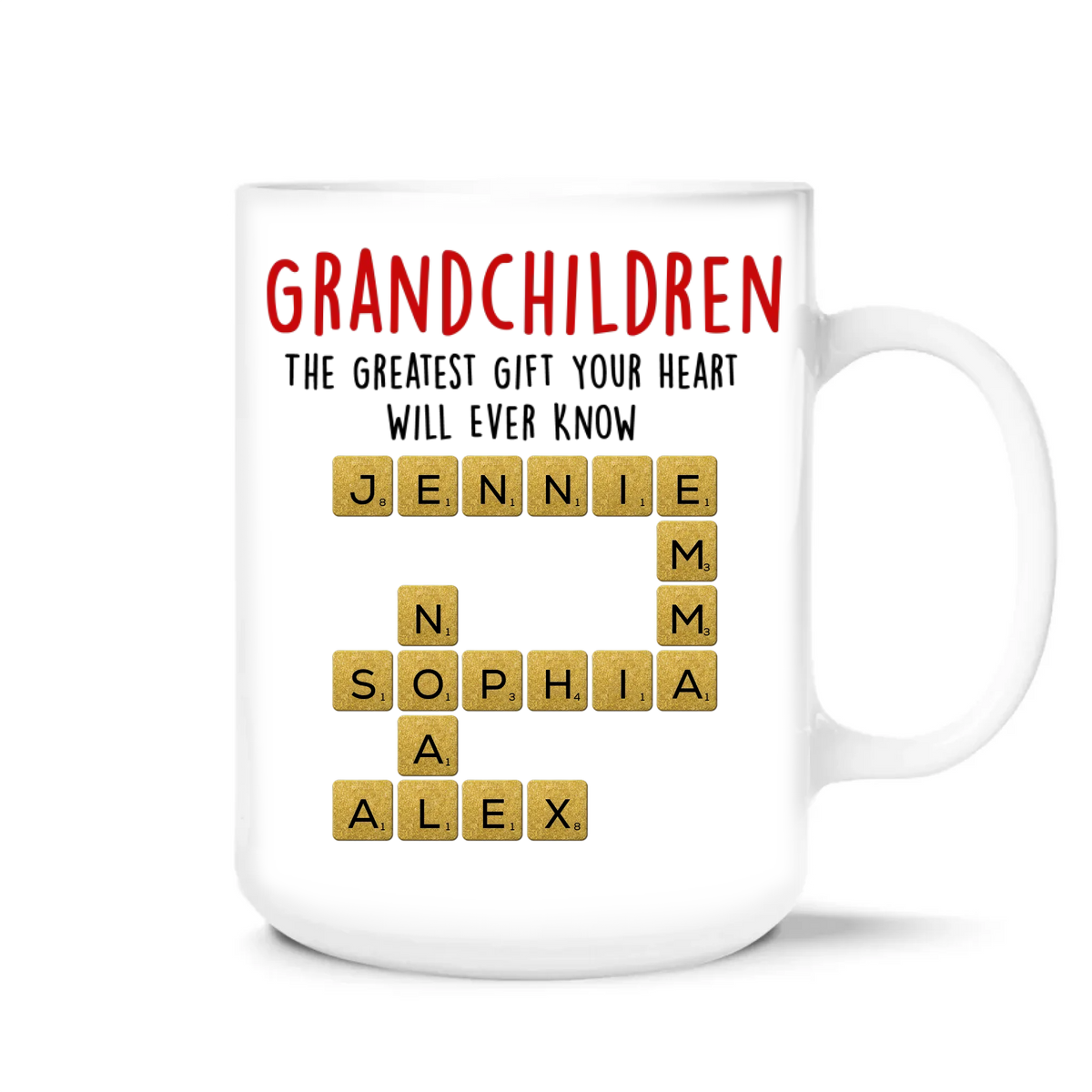 Grandchildren The Greatest Gift Your Heart Will Ever Know - Personalized Mug - Gift for Grandma, Grandparent Coffee Mug