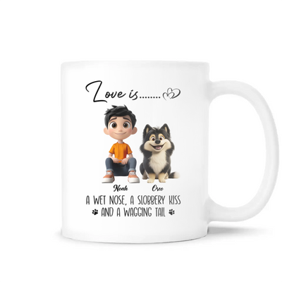 Love Is A Wet Nose, Slobbery Kisses And A Wagging Tail - Personalized Mug, Gift for Dog Lovers, Dog Mom Gift, Dog Dad Gift