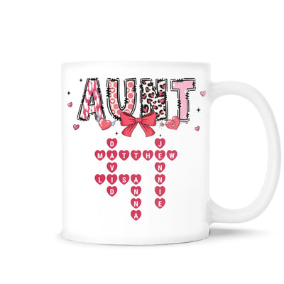Grandma Nana Mimi Valentine's Day - Personalized Mug, Cute Valentine's Day Gift for Mom, Grandma, Aunt, Custom Crossword Mug