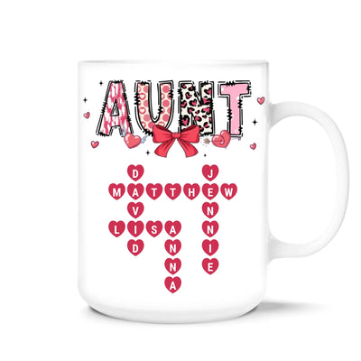Grandma Nana Mimi Valentine's Day - Personalized Mug, Cute Valentine's Day Gift for Mom, Grandma, Aunt, Custom Crossword Mug