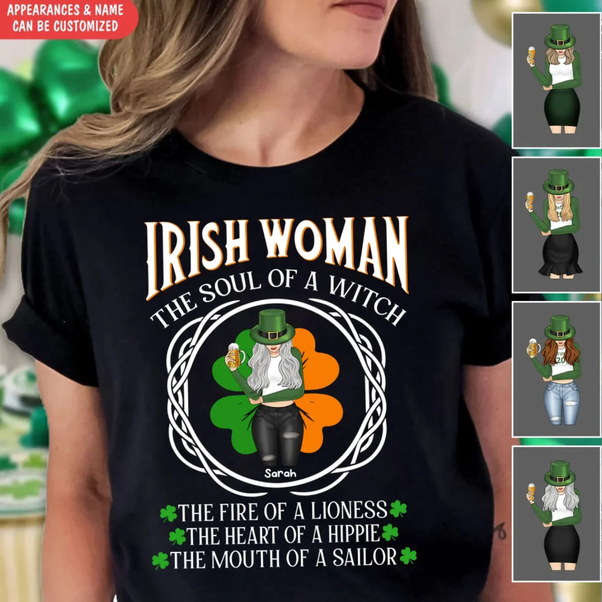 Irish Woman The Soul Of A Witch - Personalized T-Shirt, Patrick’s Day Gift, Funny Gift 
