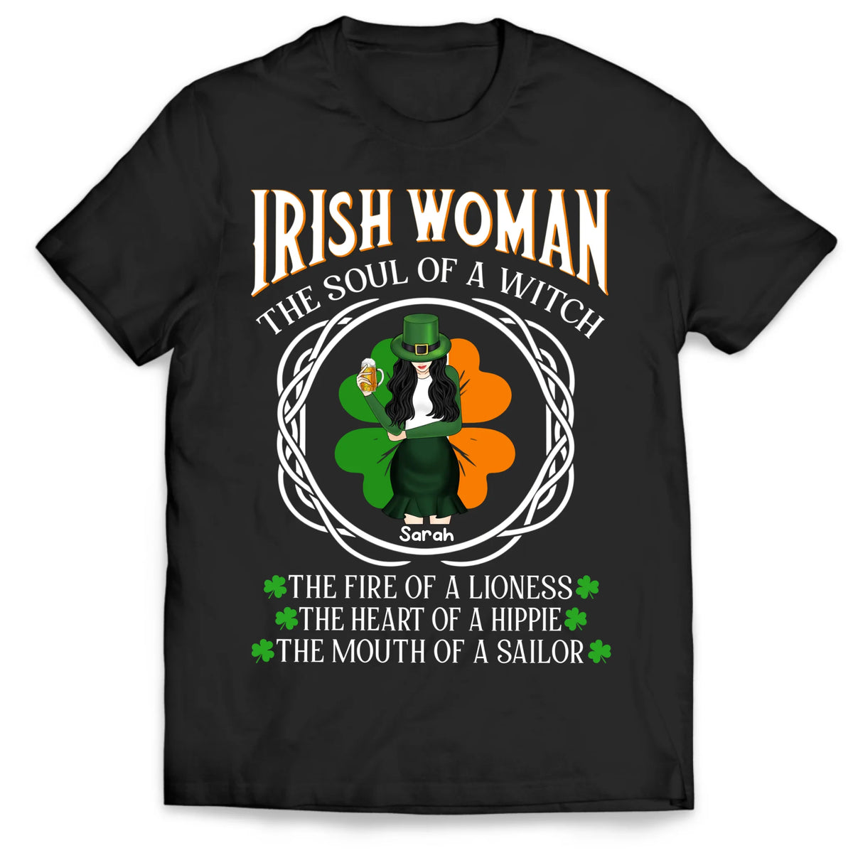 Irish Woman The Soul Of A Witch - Personalized T-Shirt, Patrick’s Day Gift, Funny Gift