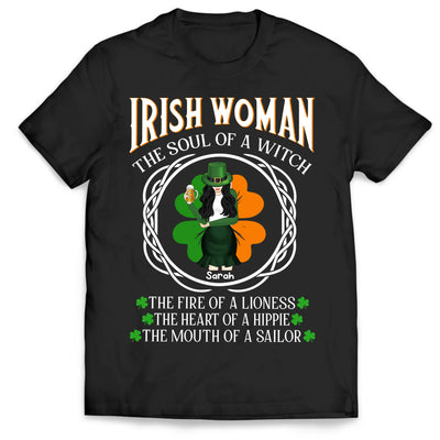 Irish Woman The Soul Of A Witch - Personalized T-Shirt, Patrick’s Day Gift, Funny Gift