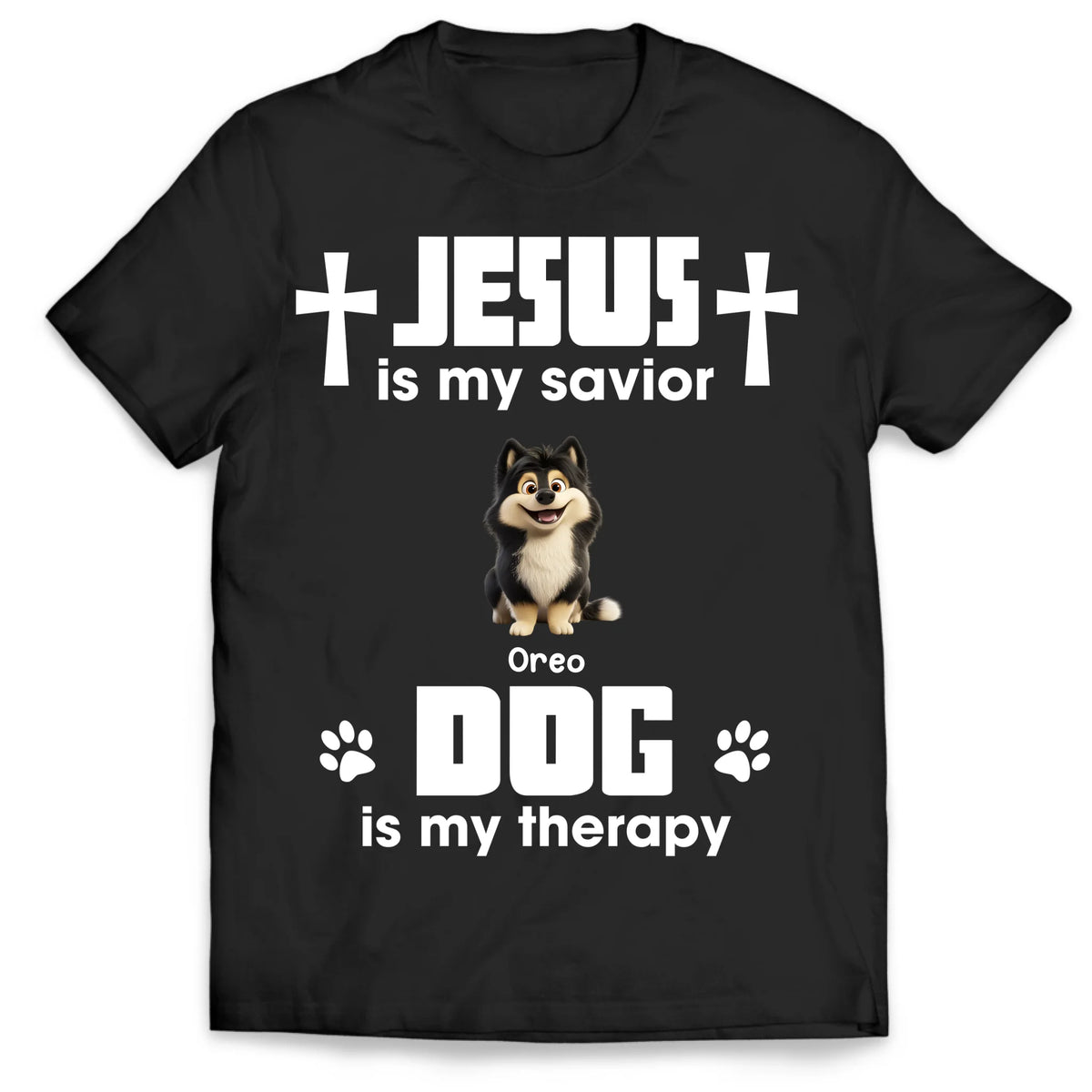 Jesus Is My Savior, Dogs Are My Therapy - Personalized T-Shirt, Gift For Dog Lovers