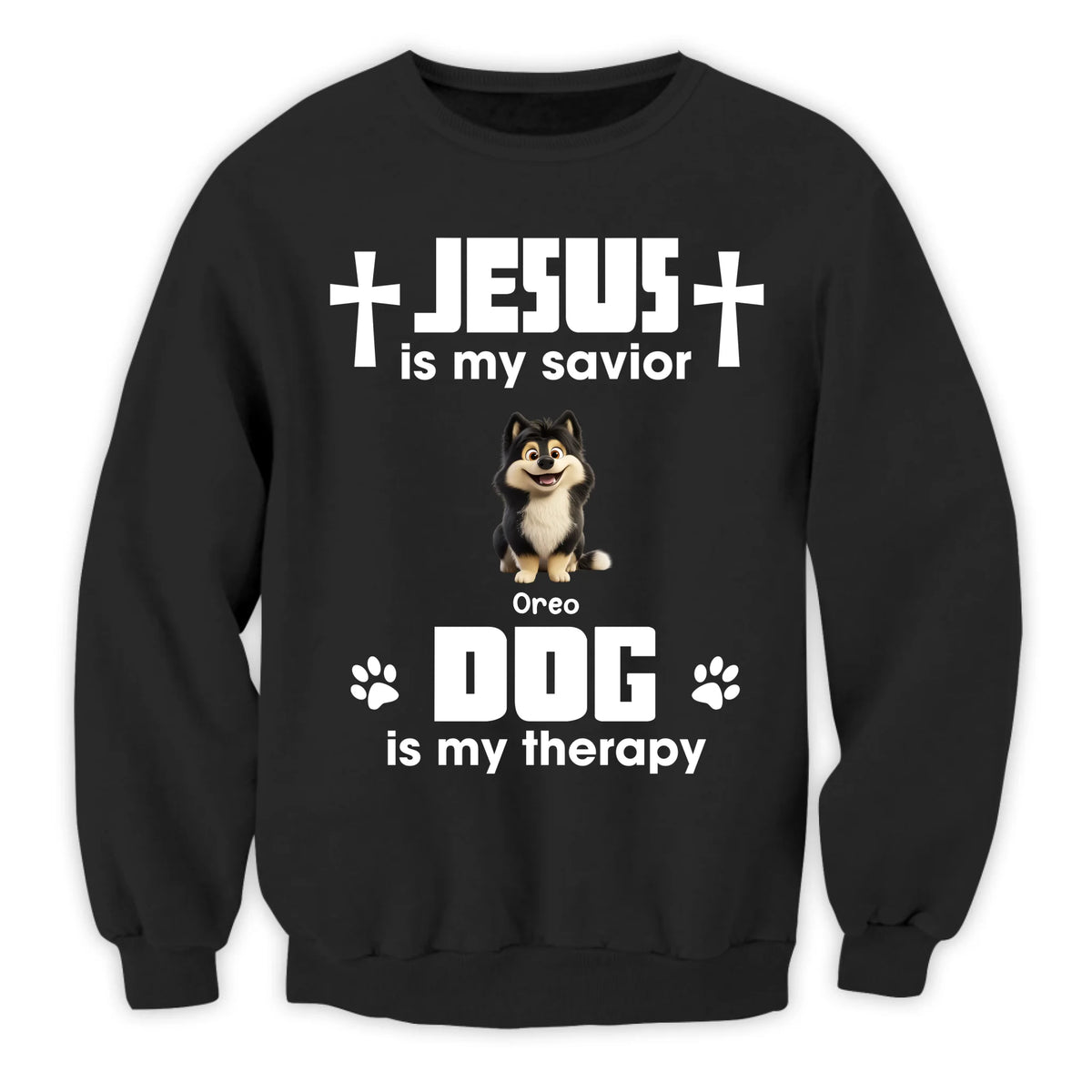 Jesus Is My Savior, Dogs Are My Therapy - Personalized T-Shirt, Gift For Dog Lovers