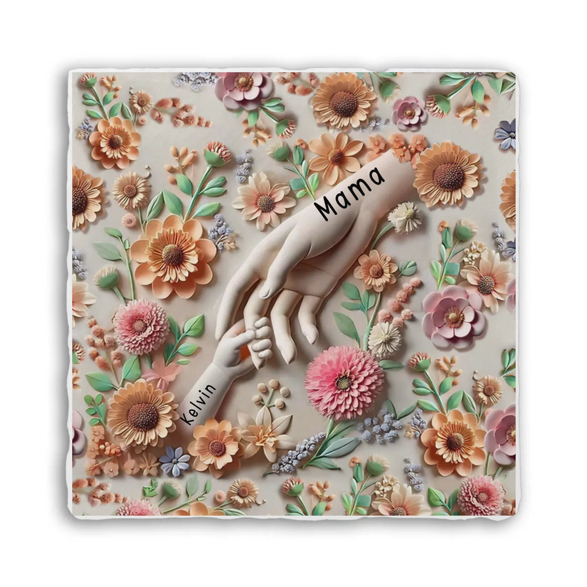 Hold Our Hands - Personalized Stone, Gift For Mother, Gift For Grandma