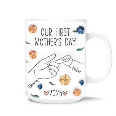 Our First Mother's Day - Personalized 3D Inflated Effect Printed Mug, Gift For First Mother