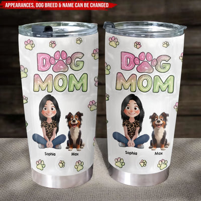 Dog Mom Lovely Chibi - Personalized Tumbler, Gift For Dog Mom, Dog Dad
