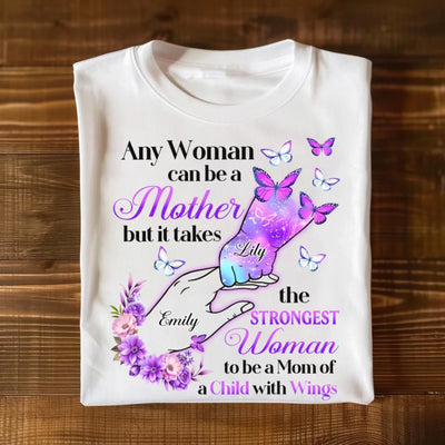 It Takes The Strongest Woman To Be A Mom Of A Child With Wings - Personalized T-Shirt, Baby Memorial Gift, Loss Of Children, Sympathy Gift