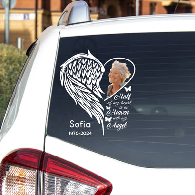 Half Of My Heart Is In Heaven With My Angel - Personalized Decal - CF-PCD132