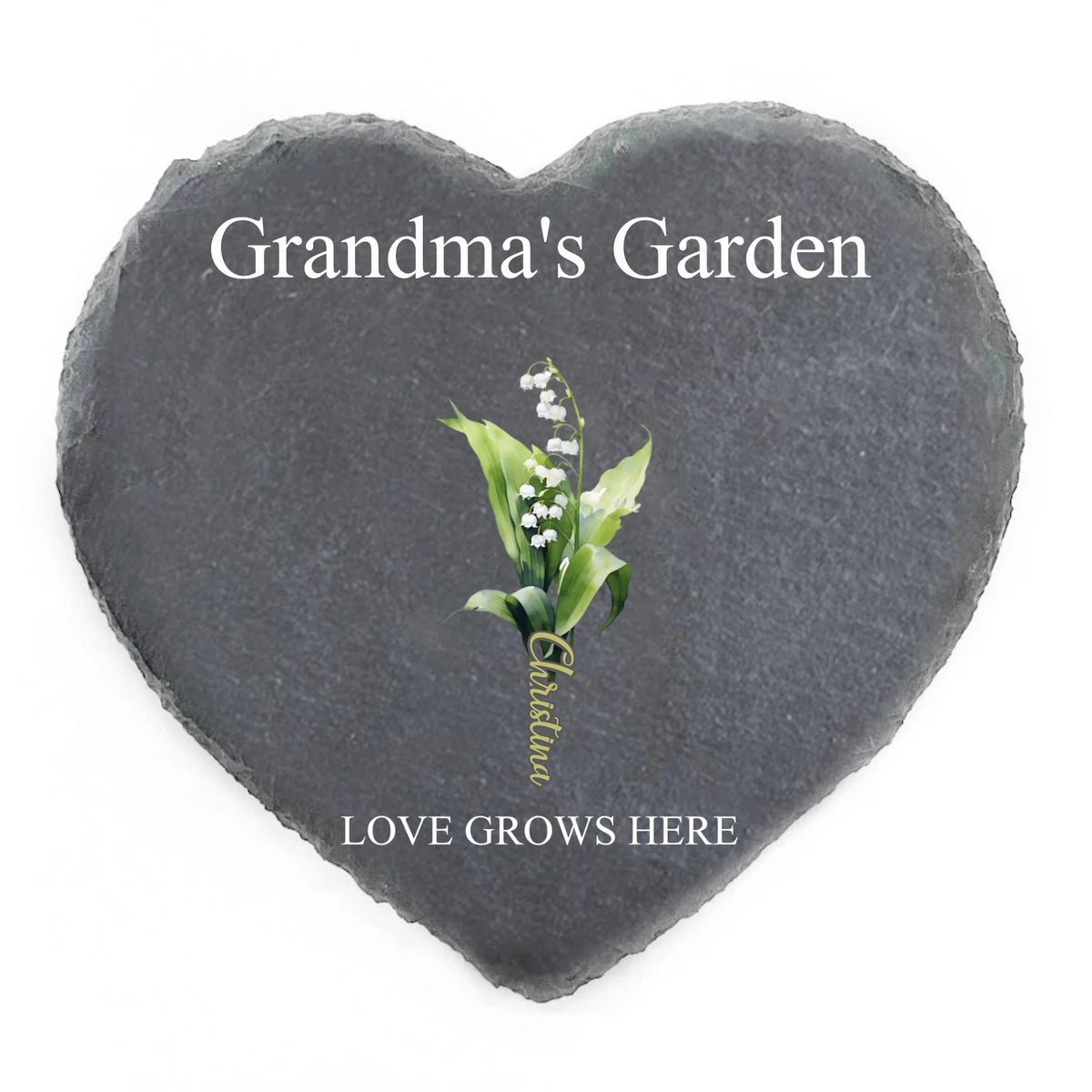 Love Grows Here, Mothers Day Gifts for Grandma with Grandkid's Birth Flower Gift - Personalized Stone